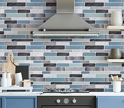 LONGKING Self-Adhesive Kitchen Backsplash, Marble Look Decorative Tiles (10 Tiles) - Image 4