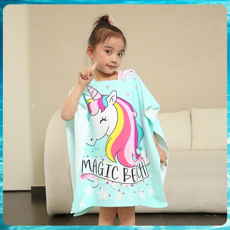 Children'S Bath Towel Cloak Children'S Hooded Bathrobe Cartoon Printing Wearable Bath Towel - Image 4