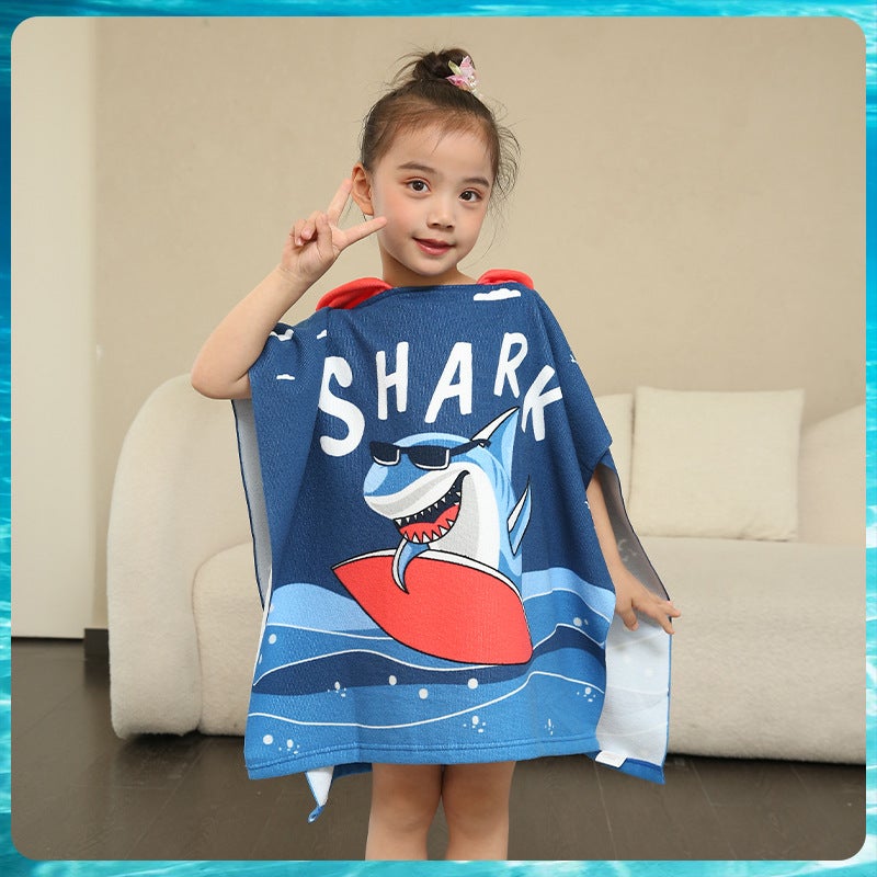 Children'S Bath Towel Cloak Children'S Hooded Bathrobe Cartoon Printing Wearable Bath Towel - Image 3