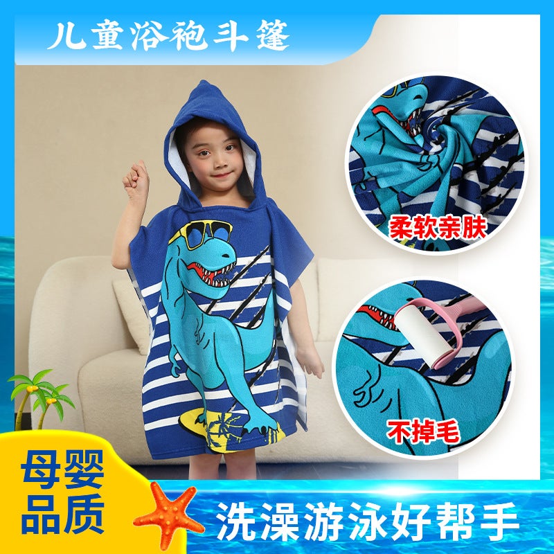 Children'S Bath Towel Cloak Children'S Hooded Bathrobe Cartoon Printing Wearable Bath Towel - Image 2