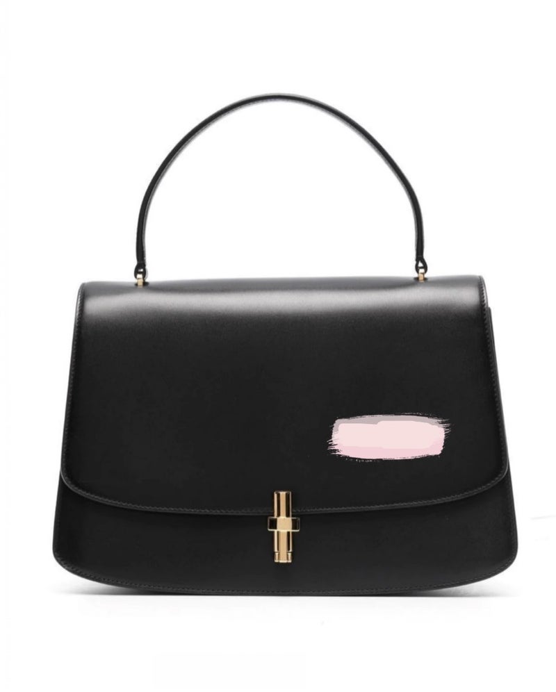 2024 Spring Summer New Womens The Row Sofia Flap Tote Retro Black gold buckle