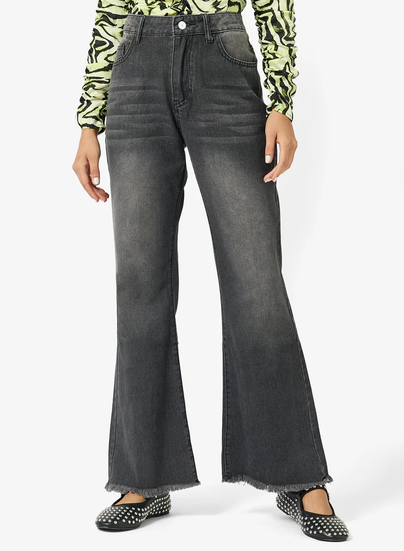 جينجر Mid Rise Wide Leg Jeans