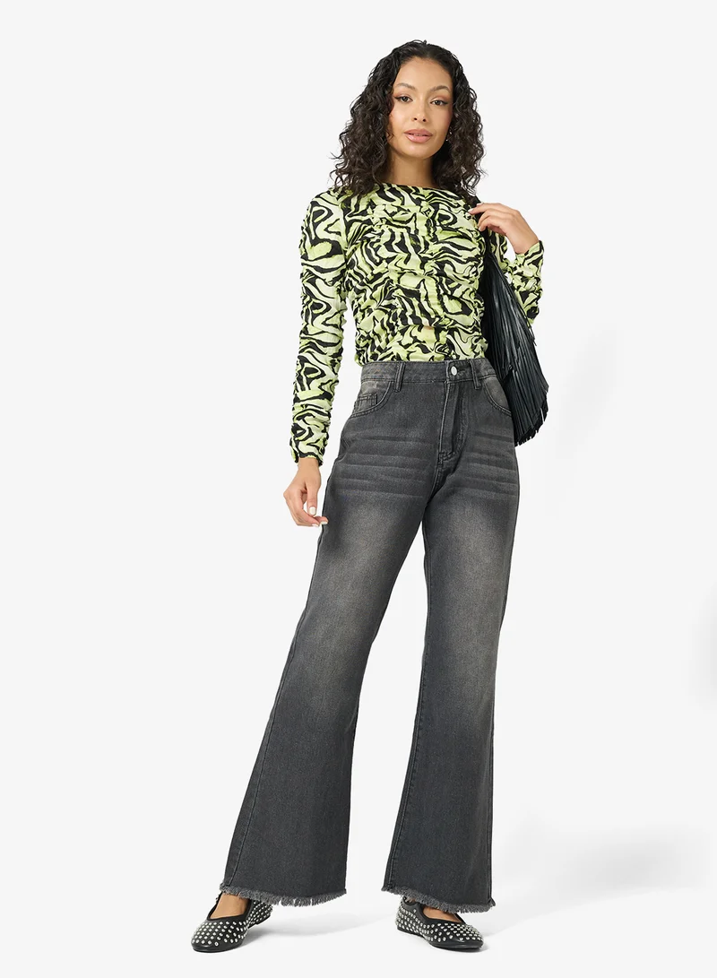 جينجر Mid Rise Wide Leg Jeans