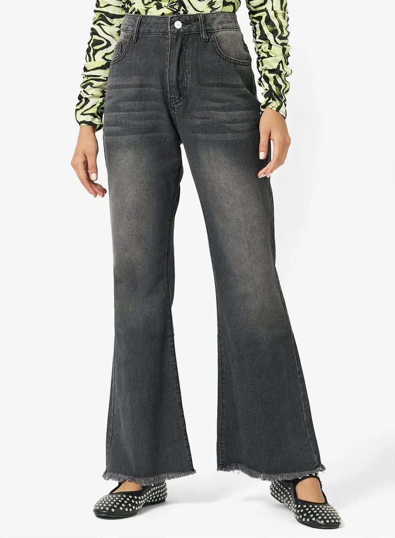 Ginger  Mid Rise Wide Leg Jeans for Women | Best Price UAE