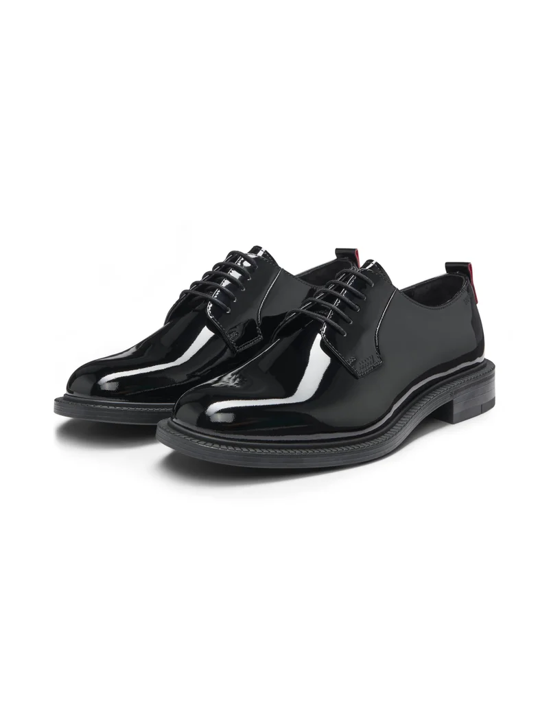 HUGO Patent-leather Derby shoes with embossed logo