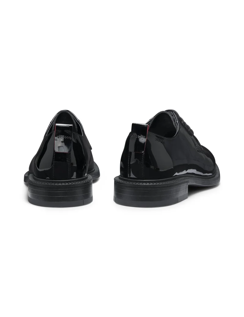 HUGO Patent-leather Derby shoes with embossed logo