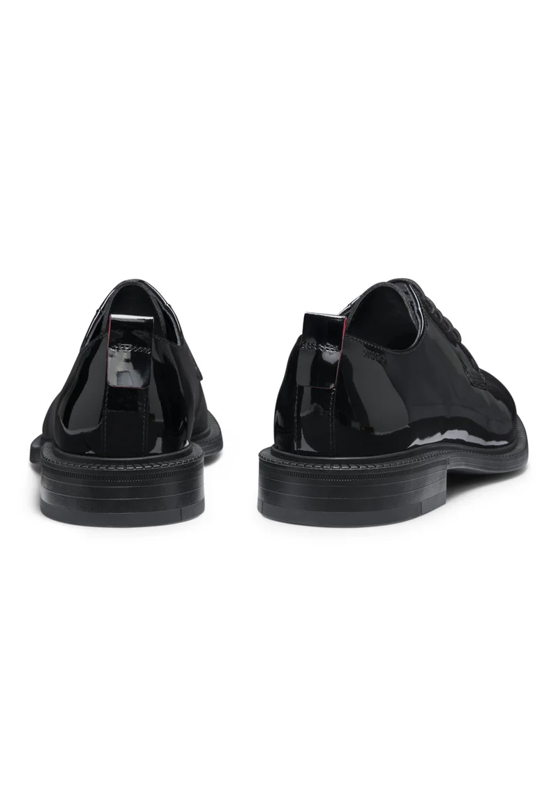 HUGO Patent-leather Derby shoes with embossed logo