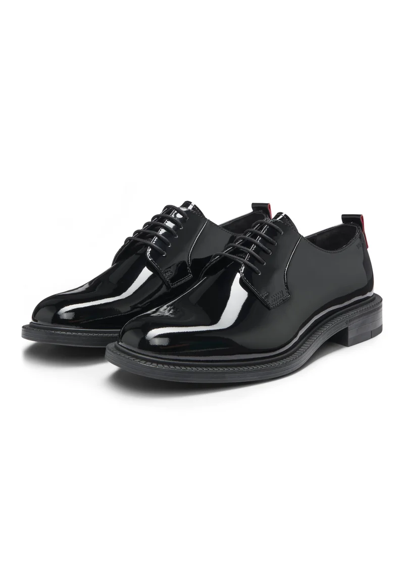 HUGO Patent-leather Derby shoes with embossed logo