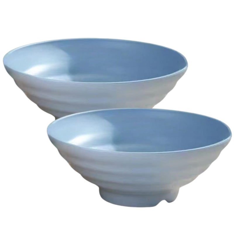 DLEST Wheat Straw Ramen Bowl | 900 ml 19CM Serving Bowl Set | Eco-Friendly, Lightweight & Unbreakable Microwave Safe Bowl Set | Serving Bowls for Kids & Adults (Pack of 2) (Nordic Blue) - Image 1