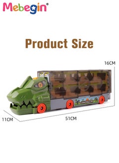 MEBEGIN Carrier Trucks Toys, Dinosaur Track Storage Car with Folding Track, Multifunctional Folding Storage Cart Playset with 6 Sliding Cars and Rich Accessaries, Dino Track Vehicle, Ideal Gift for Kids Aged 3+  - Image 3
