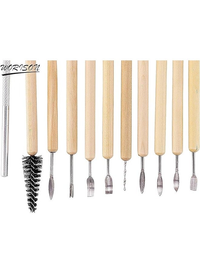Smart Ceramic Wooden Handle Pottery Clay Sculpting Tools 11 Pieces - Image 3