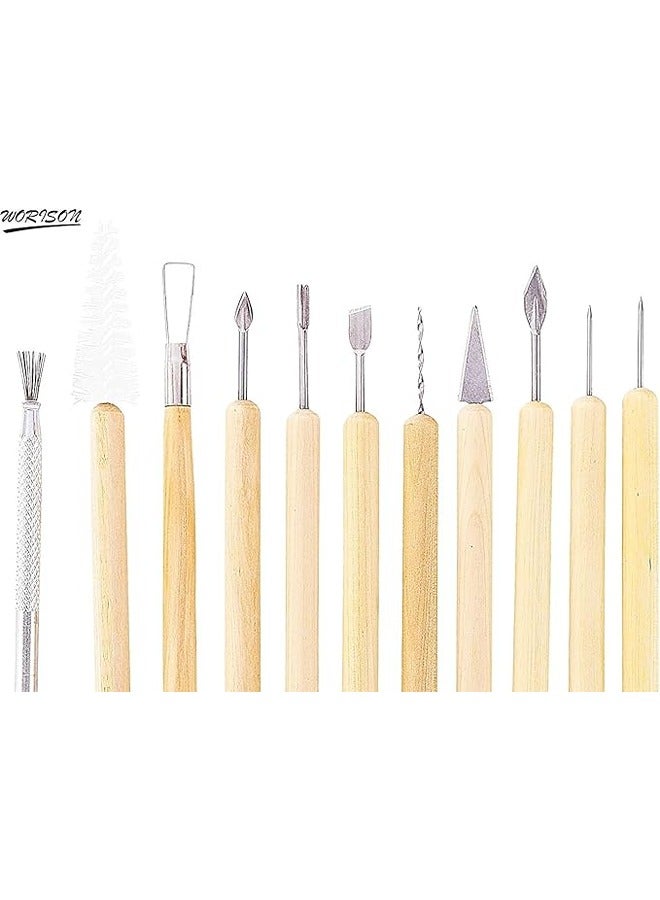 Smart Ceramic Wooden Handle Pottery Clay Sculpting Tools 11 Pieces - Image 4
