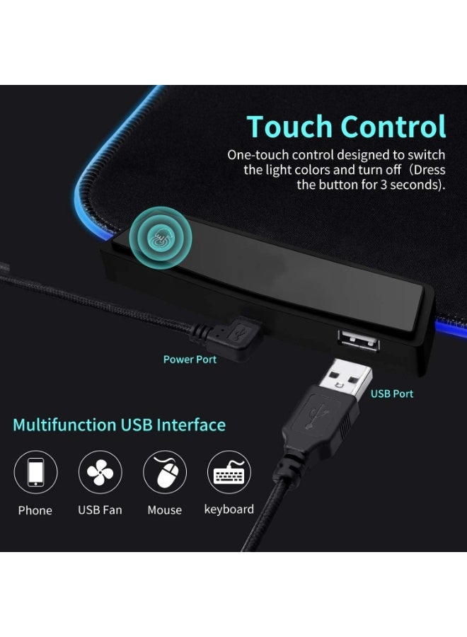 لوحة الماوس الألعاب RGB ، لوحة الماوس الكبيرة الموسعة القاعدة المطاطية المضادة للانزلاق مع 14 وضع إضاءة لوحة المفاتيح الكمبيوتر ، سطح ناعم ومقاوم للماء ، تعزيز تجربة ألعاب الكمبيوتر الخاصة بك - Image 3