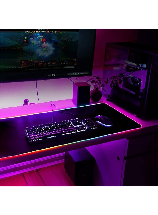 لوحة الماوس الألعاب RGB ، لوحة الماوس الكبيرة الموسعة القاعدة المطاطية المضادة للانزلاق مع 14 وضع إضاءة لوحة المفاتيح الكمبيوتر ، سطح ناعم ومقاوم للماء ، تعزيز تجربة ألعاب الكمبيوتر الخاصة بك - Image 5