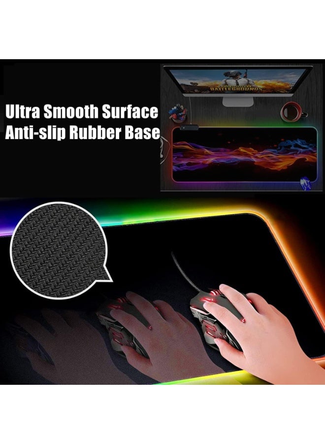 لوحة الماوس الألعاب RGB ، لوحة الماوس الكبيرة الموسعة القاعدة المطاطية المضادة للانزلاق مع 14 وضع إضاءة لوحة المفاتيح الكمبيوتر ، سطح ناعم ومقاوم للماء ، تعزيز تجربة ألعاب الكمبيوتر الخاصة بك - Image 4