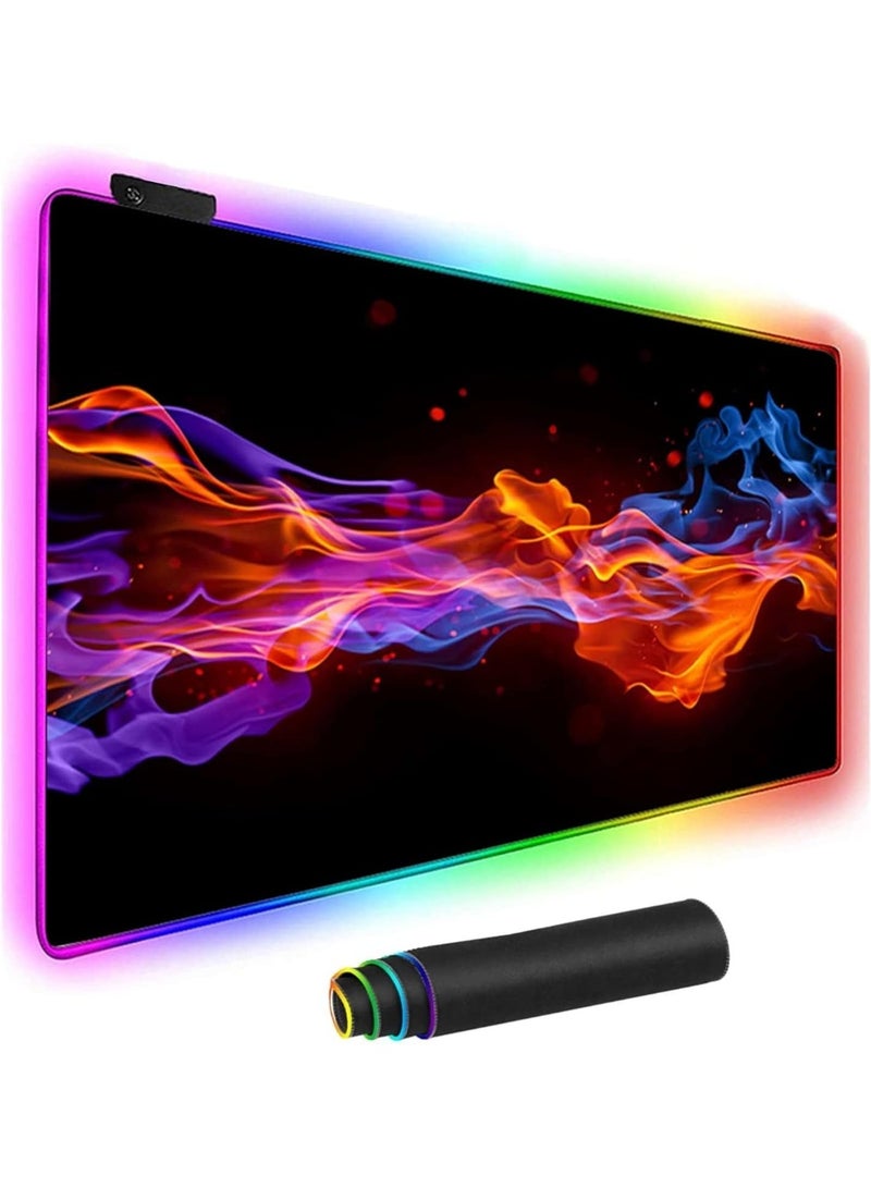 لوحة الماوس الألعاب RGB ، لوحة الماوس الكبيرة الموسعة القاعدة المطاطية المضادة للانزلاق مع 14 وضع إضاءة لوحة المفاتيح الكمبيوتر ، سطح ناعم ومقاوم للماء ، تعزيز تجربة ألعاب الكمبيوتر الخاصة بك - Image 1