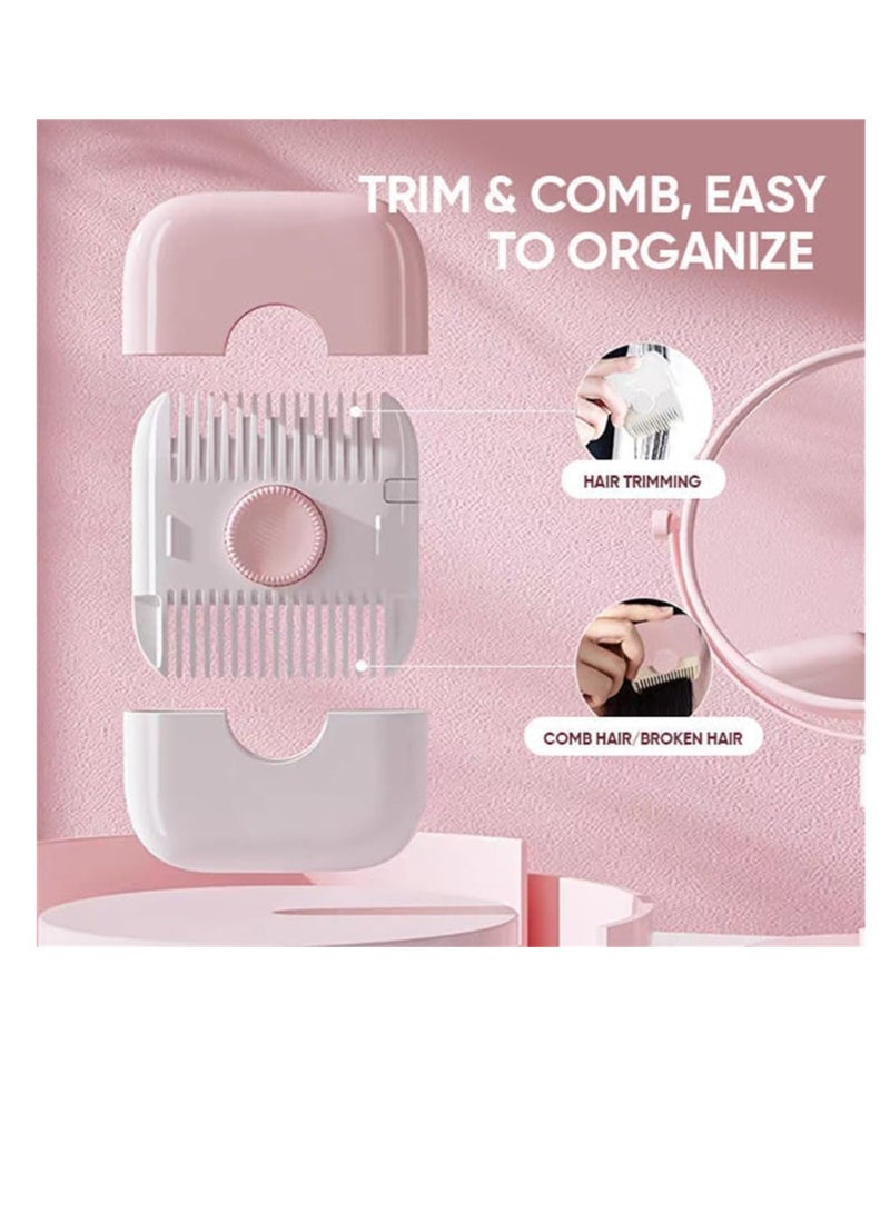 Excefore 2 in 1 Hair Trimmer, Dual-Side Split Ends Hair Trimmer, Hair Trimming and Finishing Bangs Trimmer, Manual Hair Trimmer Comb, for Thin and Thick Hair Trimming and Styling (2pcs Pink+ Green) - Image 2