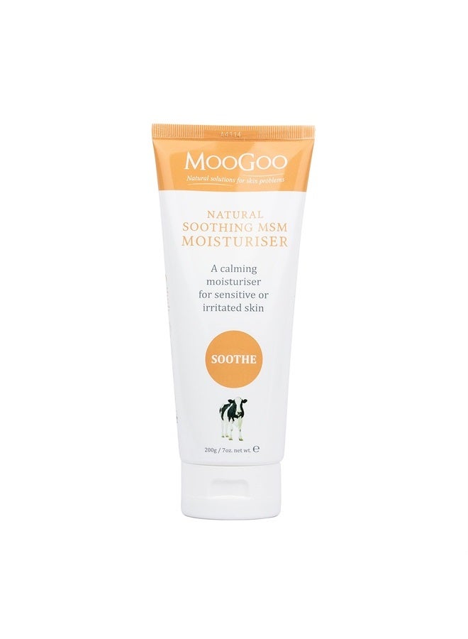 MOOGOO Soothing MSM Moisturizer - A natural, lightweight lotion for sensitive, irritated, red, itchy skin - A calming, gentle cream for face and body, men and women, all ages and skin types (200g) - Image 1