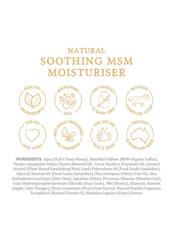 MOOGOO Soothing MSM Moisturizer - A natural, lightweight lotion for sensitive, irritated, red, itchy skin - A calming, gentle cream for face and body, men and women, all ages and skin types (200g) - Image 4