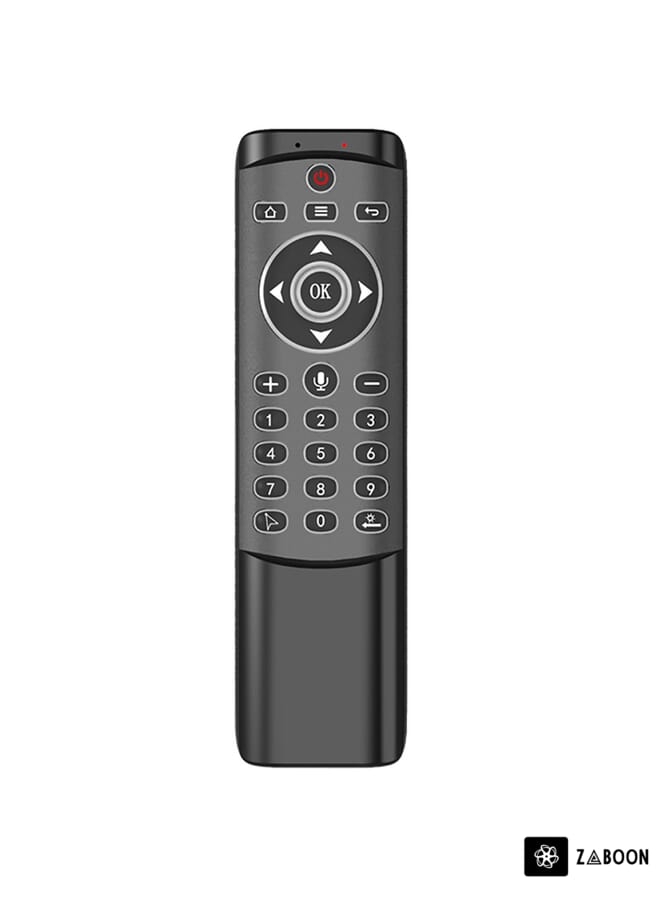 Zaboon 2.4 GHz Wireless Microphone Remote Control With Gyroscope IR Learning Backlit Air Mouse Black
