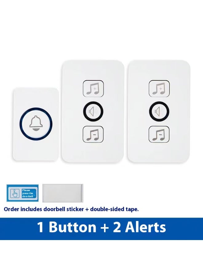 Wireless Doorbell Plug in Waterproof Doorbell 2 Receivers and 1 Transmitter for Home Office Hotel Dormitory - Image 1