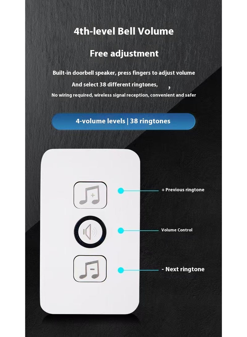 Wireless Doorbell Plug in Waterproof Doorbell 2 Receivers and 1 Transmitter for Home Office Hotel Dormitory - Image 4