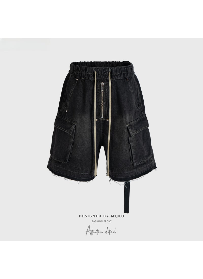 Generic - MIJKO Unisex RICK-Inspired High-Street Patchwork Denim Shorts Gradient - Image 1