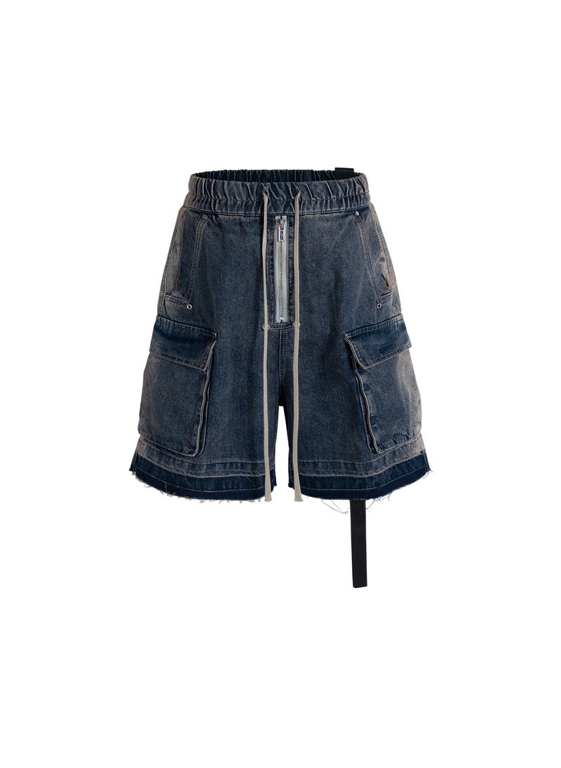 Generic - MIJKO Unisex RICK-Inspired High-Street Patchwork Denim Shorts Gradient - Image 1