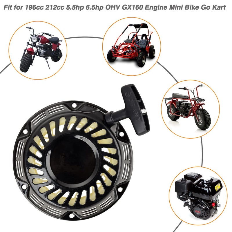 FVRITO Pull Start Recoil Starter Assembly for Predator 212 196cc 212cc 224cc 6.5HP 7HP OHV Engine Coleman CT200u Bt200x CT200u-ex KT196 Mini Bike Go Kart Generator Lawnmower Parts Pull Cord Rope - Image 4