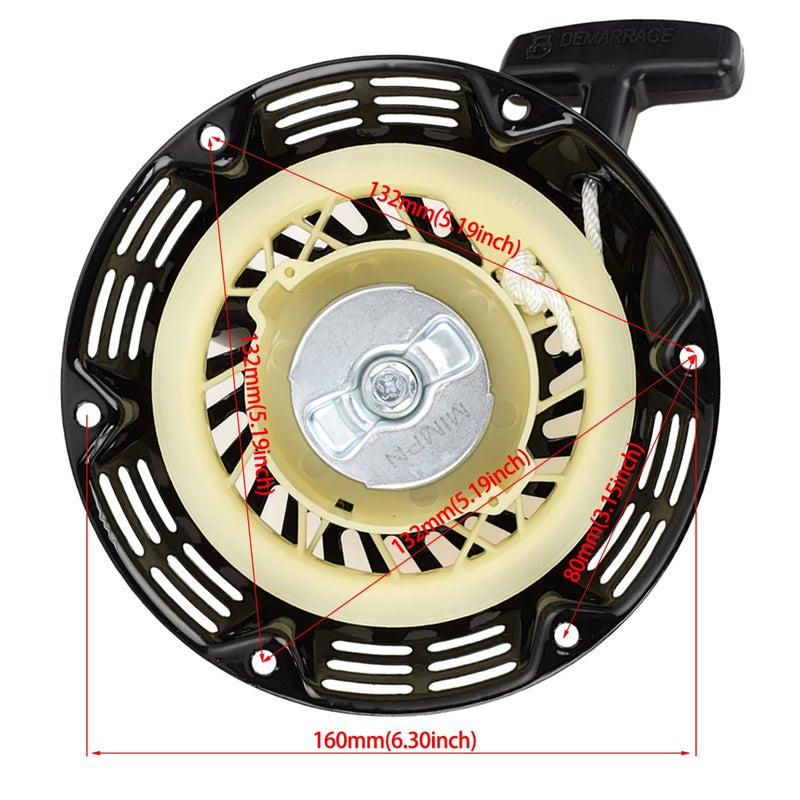 FVRITO Pull Start Recoil Starter Assembly for Predator 212 196cc 212cc 224cc 6.5HP 7HP OHV Engine Coleman CT200u Bt200x CT200u-ex KT196 Mini Bike Go Kart Generator Lawnmower Parts Pull Cord Rope - Image 2