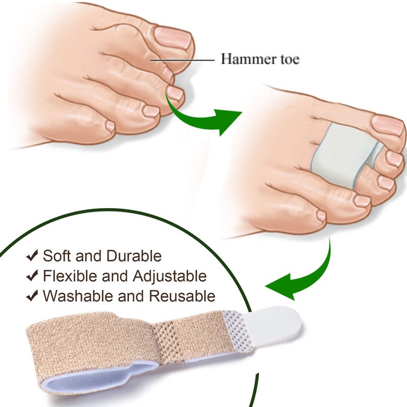 Welnove 6Pcs Hammer Toe Straightener, Hammer Toe Splints, Toe Wraps Cushioned Bandages for Correcting Hammer Toes, Broken, Bent, Curled, Crooked & Overlapping Toes (Beige) - Image 4