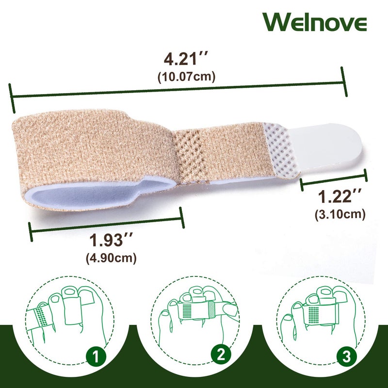 Welnove 6Pcs Hammer Toe Straightener, Hammer Toe Splints, Toe Wraps Cushioned Bandages for Correcting Hammer Toes, Broken, Bent, Curled, Crooked & Overlapping Toes (Beige) - Image 2