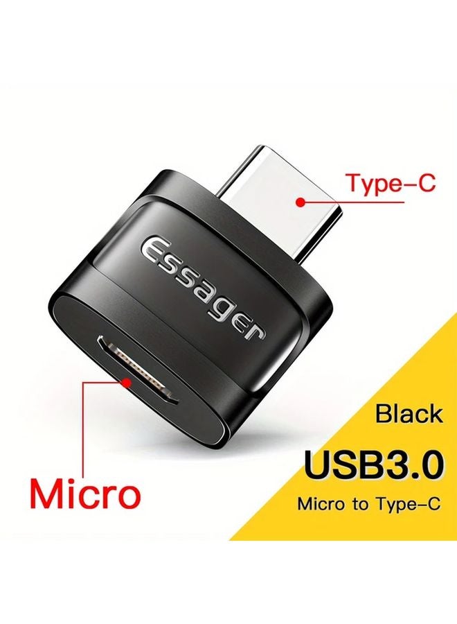 Essager OTC Type C To Micro USB Adapter Black For Macbook Xiaomi Huawei - Image 1