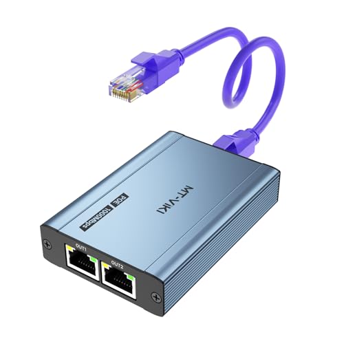 MT-VIKI Upgraded 1 to 2 1000Mbps Ethernet Splitter, No Power Supply Required, Dual RJ45 Splitter for Cat5e/6/7/8 Cable, Works with POE IP Camera, POE Switch and More - Image 1