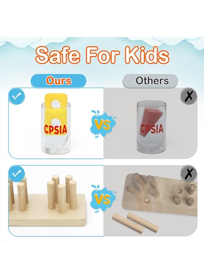 PEBIRA Montessori Toys for 1 to 3-Year-Old Boys Girls Toddlers and Kids Preschool, Wooden Sorting & Stacking Educational Toys, Color Recognition Stacker Shape Sorter, Learning Puzzles Gift - Image 3