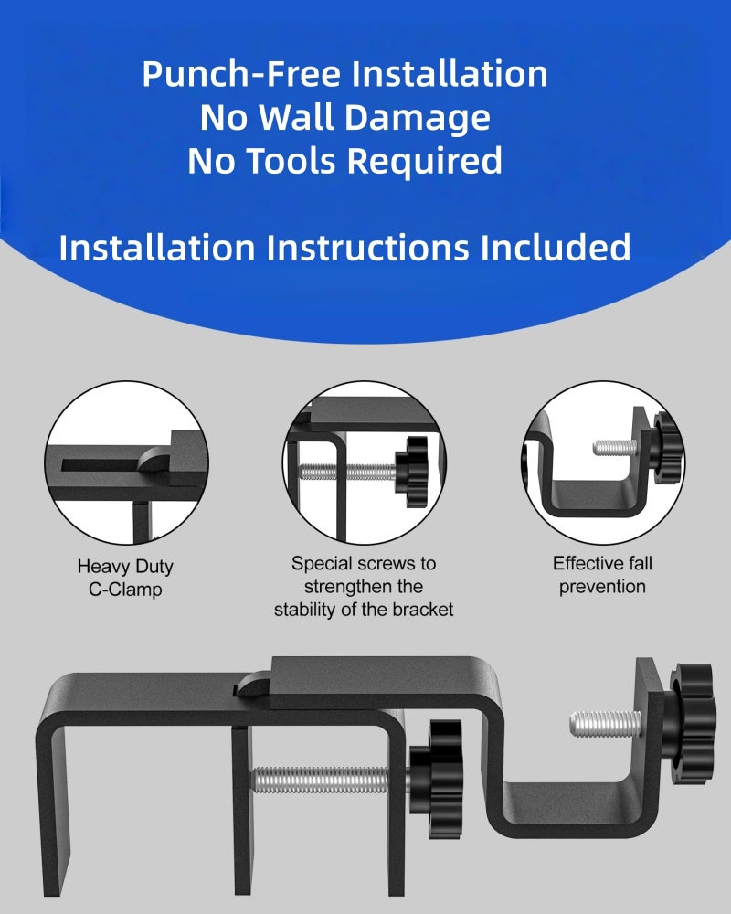 onneka Over-Blinds Curtain Rod Brackets for Outside-Mounted Blinds, Blinds Curtain Rod Brackets for 1.3â€“2â€ Rectangular Headrails, Tool-Free No-Drill Installation for Apartments, Rentals Set of 4 (Black) - Image 5