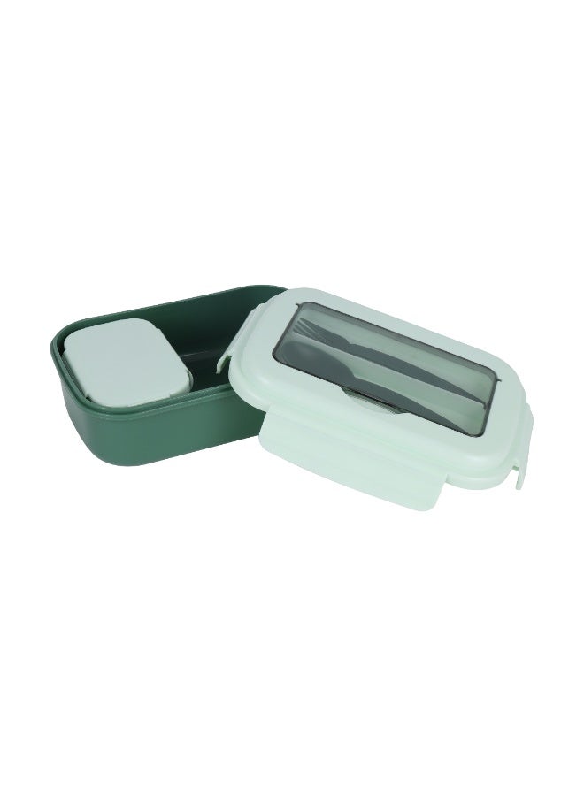 Royalford Plastic Lunch Box with Cutlery- RF12905/ 700 ml and 200 ml, Rectangle Tiffin Boxes with Airtight Lid, Fork and Spoon Assorted - Image 2