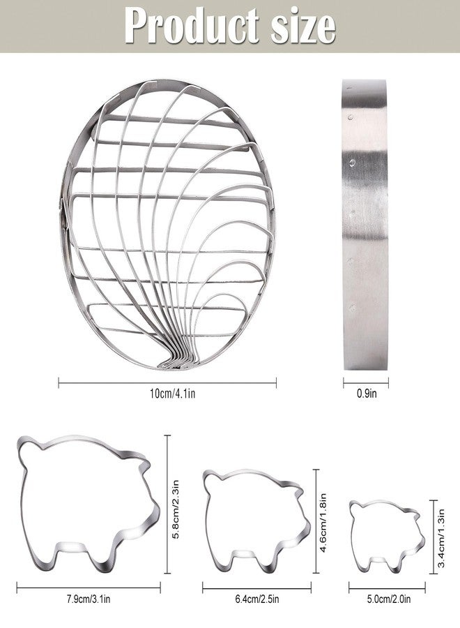 ESNOY Concha Cutter Mexican Bread Mold With 3 Sizes Pig Cookie Cutter Set,Concha Stamp Two Sided Mold For Pan Dulce Mexicano Cortadora De Pan,Cookie Stamps for Baking Cookies, Large, Silver - Image 2