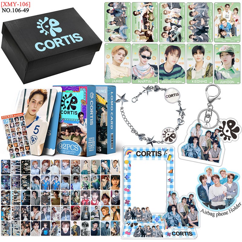 CORTIS Inspired Gift Box Set – K-pop LOMO Cards + Zinc Alloy Bracelet + Standee + Photo Frame + Keychain + Card, Fan Merch Collectible Kit