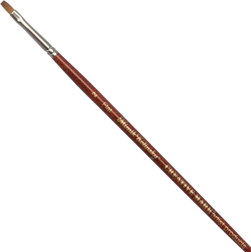 Creative Mark Mimik Kolinsky Watercolor Brush - # 2 Flat - Short Handle Synthetic Paint Brush - Handmade in Germany - Synthetic Sable Paint Brushes for Professional Artists - Animal-Friendly - Image 1