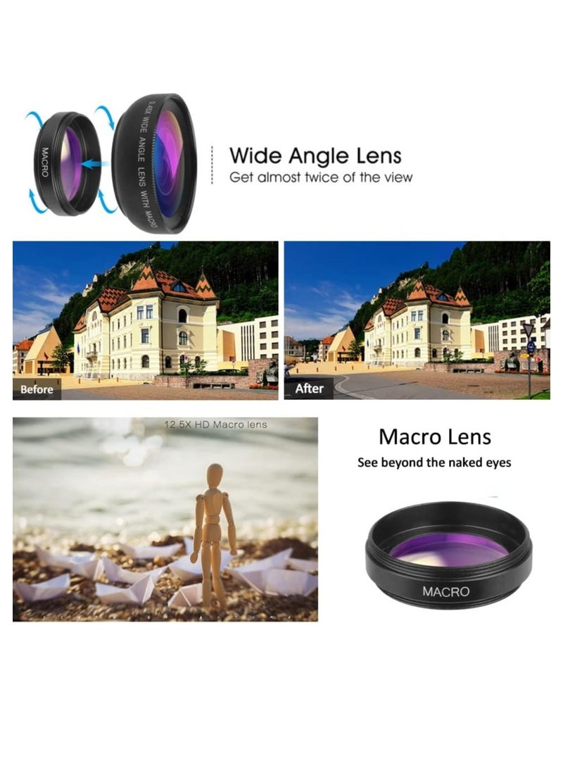 General Cell Phone Camera Lens 2 in 1 Clip-on Lens Kit 37mm 0.45X 49UV Super Wide Angle & Macro Phone Camera Lens for iPhone and Android Smartphones Cell Phones  - Image 2