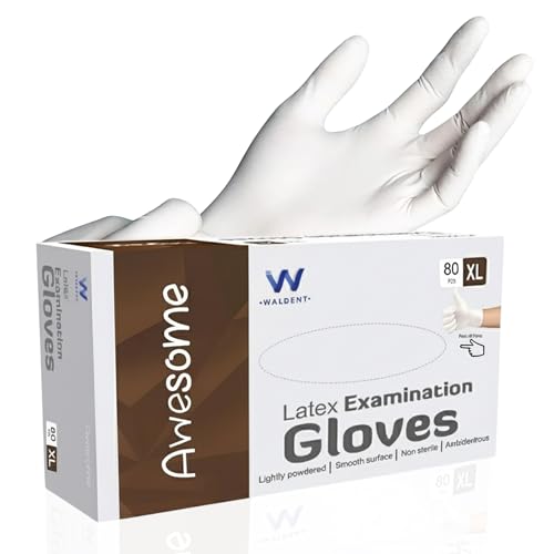 WALDENT Latex Examination Gloves (XL) Medical Grade Disposable Latex Gloves Comfortable Fit Durable Elastic Gloves for Dental Medical Laboratory and General Use - Image 1