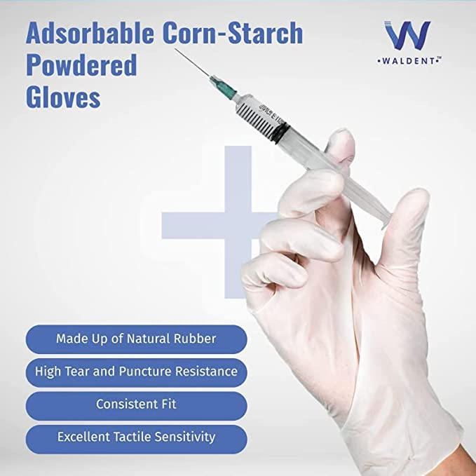 WALDENT Latex Examination Gloves (XL) Medical Grade Disposable Latex Gloves Comfortable Fit Durable Elastic Gloves for Dental Medical Laboratory and General Use - Image 4