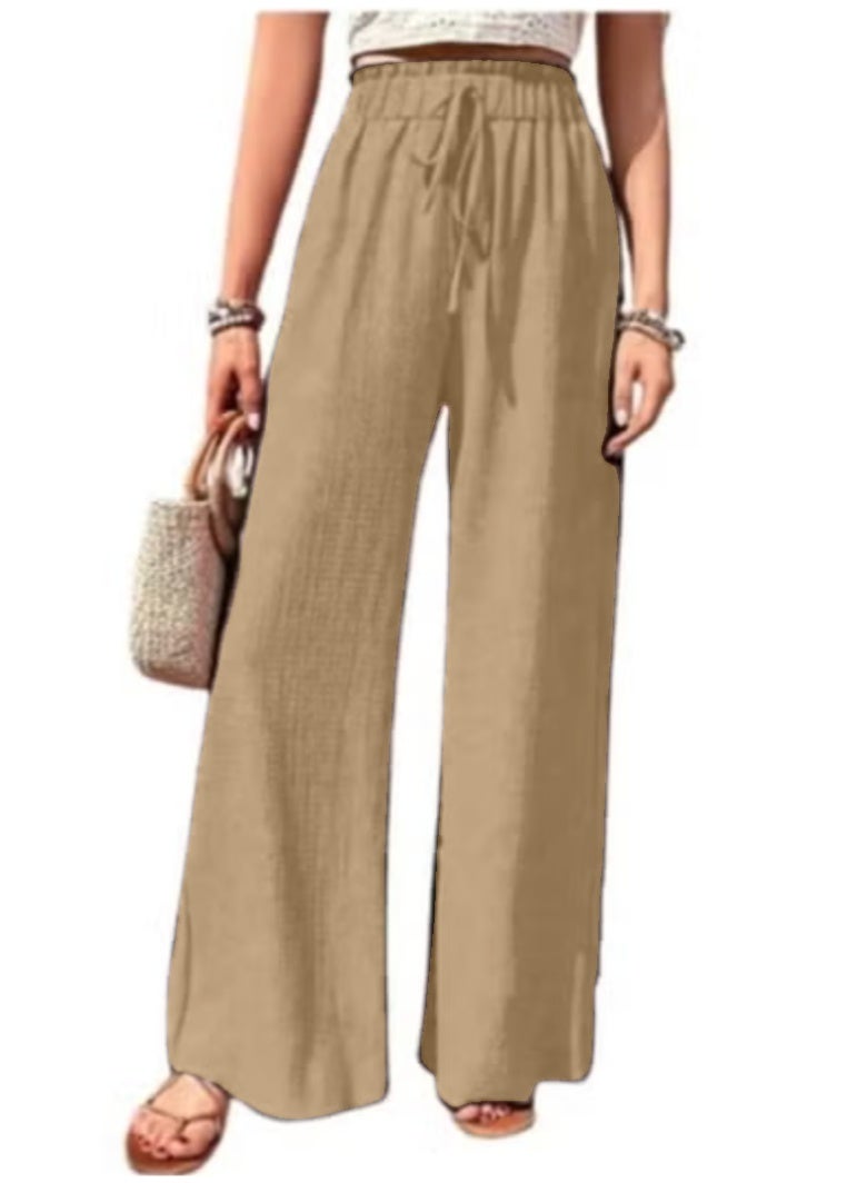 Wide Leg Tied Pants Casual High Waist Loose Pants For Spring and Summer Women's Clothing KU370 - Image 1