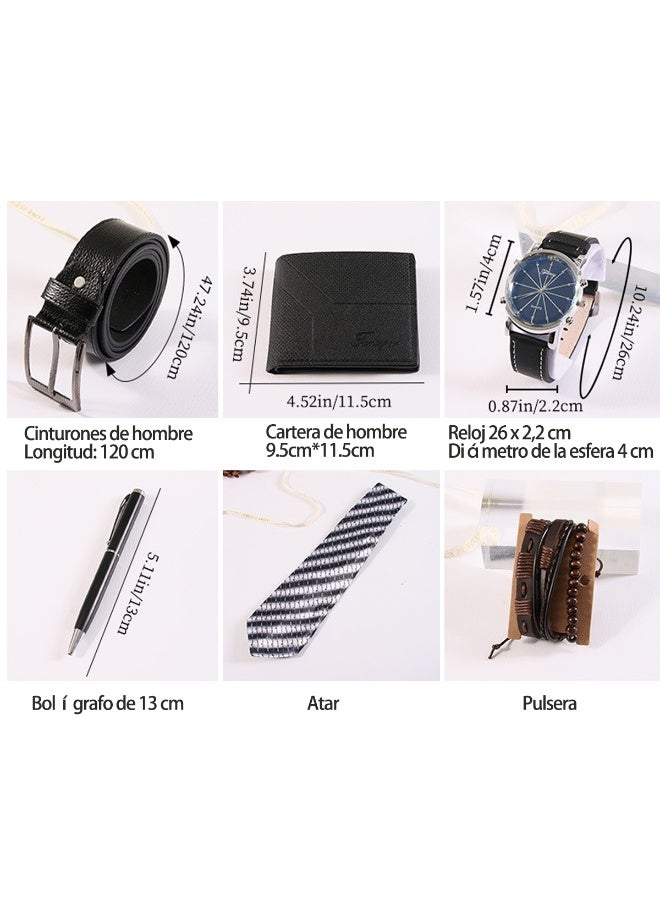 Fancy Men's Premium Gift Set (Belt, Tie, Luxury Watch, Wallet, Cufflinks, Beaded Bracelet, Signature Pen) - Ideal Practical Present for Father's Day, Birthday, Graduation - Image 2