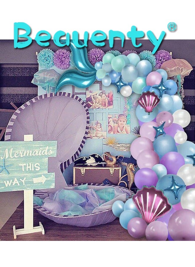 Beauenty 139-Piece Mermaid Tail Themed Decorative Balloon Set - Image 5