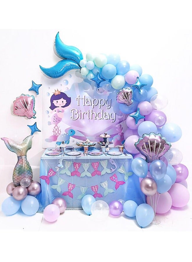Beauenty 139-Piece Mermaid Tail Themed Decorative Balloon Set - Image 1