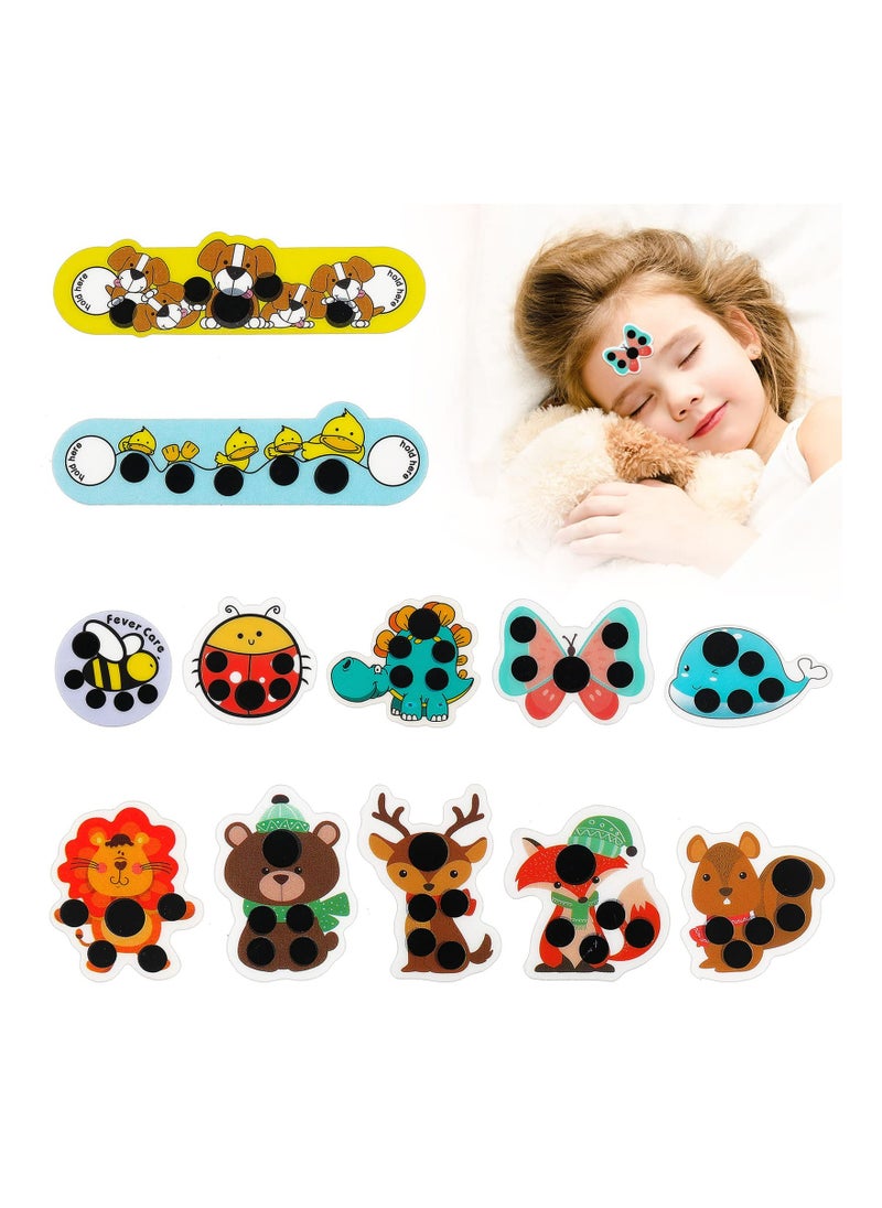 Excefore Stick-on Fever Cartoon Stickers Forehead Fever Kids Cartoon Stickers Temperature Fever Patch for Kids Baby Adults Home Office Supplies (  Style)  - Image 1