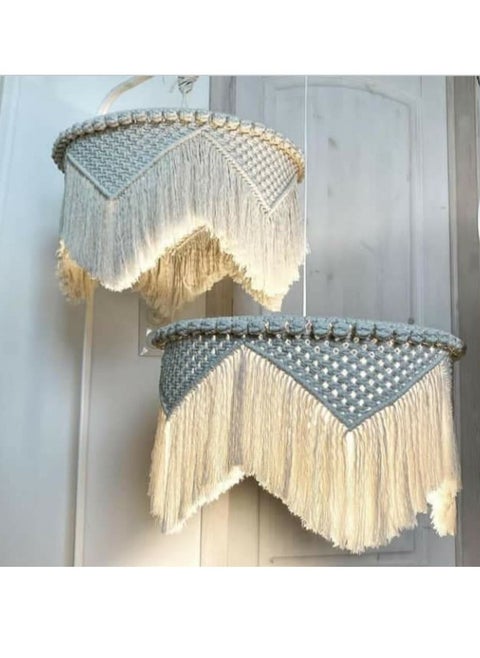 handmade macrame lamp hanging/Macrame Lamp Shade, Bohemian Macrame Lantern Lamp Shape, Handmade Cotton Tassel Chandelier Lampshade, Used For Bedroom, Living Room And Dormitory Decoration