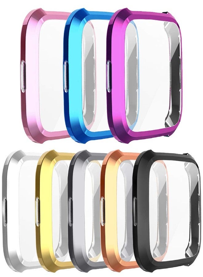 RICHONE [8-Pack] Screen Protector Case Compatible with Fitbit Versa Lite,All-Around Ultra Slim Soft TPU Plated Cover Scratch-Proof Protective Bumper Shell (8 Colors, Versa lite) - Image 1